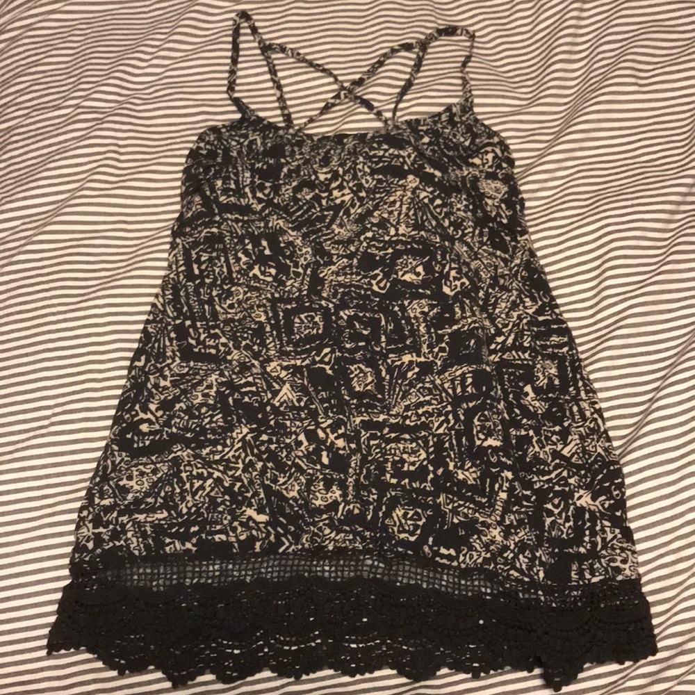 Grey Tank Top with Lace Bottom